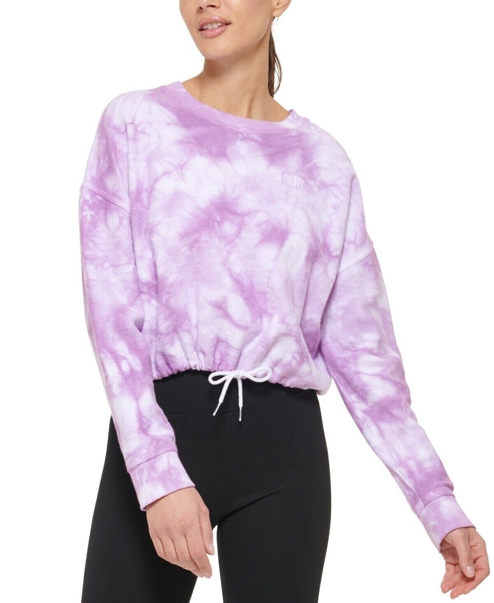 DKNY Sport Women's Purple Tie-Dye Pullover Sweatshirt Medium NWT $69.50
